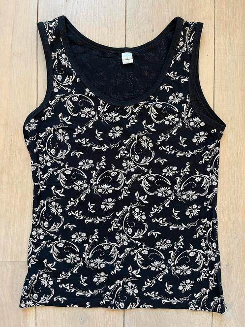 Zwarte S elegante dikke top witte bloemen egf C&A Paisley, Kleding | Dames, Tops, Zo goed als nieuw, Maat 36 (S), Zwart, Zonder mouw