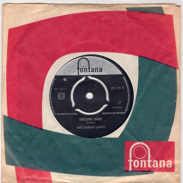 DAVE BRUBECK QUARTET  -  Unsquare dance, Cd's en Dvd's, Vinyl Singles, Gebruikt, Single, Jazz en Blues, 7 inch, Ophalen of Verzenden
