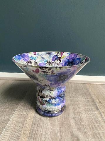 Handgemaakte Decoupage Vaas - Droogbloemen beschikbaar voor biedingen