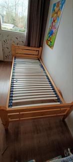 Grenenhouten ledikant , lengtemaat ,met lattenbodem ., Gebruikt, 90 cm, Eenpersoons, Ophalen of Verzenden