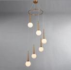 Glazen bolcluster hanglamp in moderne stijl met metalen bove, Nieuw, Ophalen of Verzenden, Nvt, Metaal