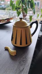 Emaille theepot geel met zwarte strepen, Ophalen of Verzenden