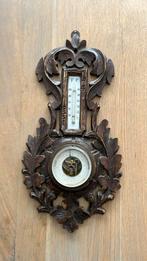 Antieke barometer/ thermometer met houtsnijwerk, Audio, Tv en Foto, Weerstations en Barometers, Ophalen, Zo goed als nieuw