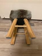 Krukje met bont - 42cm hoog, Huis en Inrichting, Ophalen of Verzenden, Zo goed als nieuw, Hout