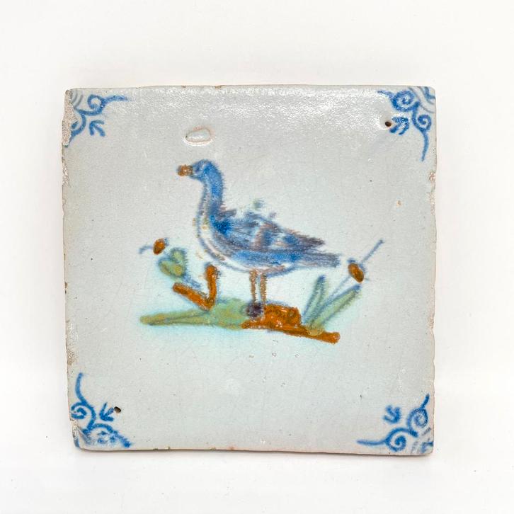 Antieke tegel - 17e eeuw - bodemvondsten - polychrome tegel, Antiek en Kunst, Antiek | Wandborden en Tegels, Verzenden