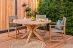 Tuintafel rond 150cm met kruispoot, Ophalen of Verzenden, Nieuw, Rond, Teakhout