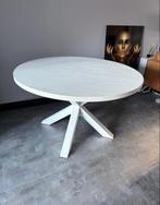 Witte ronde eettafel - 130cm diameter, Kunststof, 100 tot 150 cm, Rond, Ophalen of Verzenden