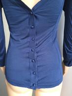 C1128 CHINE: maat 36=S blauw top shirt, Blauw, Ophalen of Verzenden, Lange mouw, Maat 36 (S)