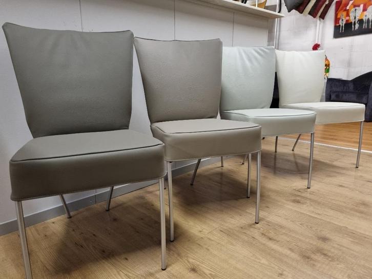 Montis Spica eetkamerstoel refurbished - nieuw leer, Huis en Inrichting, Stoelen, Nieuw, Vier, Leer, Metaal, Grijs, Ophalen