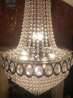 Groot kristallen kroonluchter / zakkroonluchter zilver, Huis en Inrichting, Lampen | Kroonluchters, Ophalen of Verzenden, Zo goed als nieuw