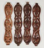 4x antiek houtsnijwerk ornament. Eik. Bladeren., Ophalen of Verzenden