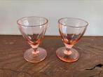 2 roze persglas borrelglaasjes, Verzamelen, Ophalen of Verzenden, Zo goed als nieuw, Borrel- of Shotglas