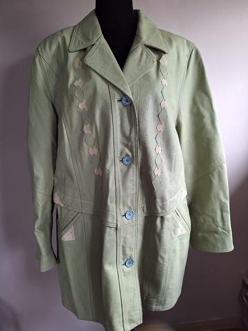 Nieuwe aparte groene (vintage) leren jas, maat 48 beschikbaar voor biedingen