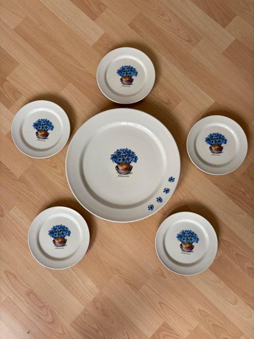 Gebakstel Jet ter Steege Anemone, Huis en Inrichting, Keuken | Servies, Zo goed als nieuw, Bord(en), Overige stijlen, Aardewerk