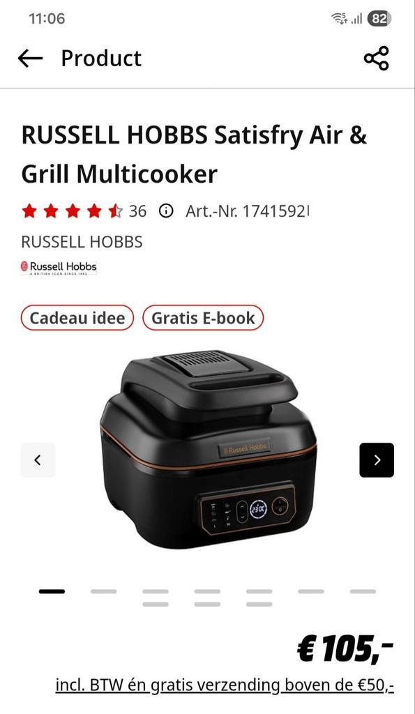 Russell Hobbs Satisfry Air & Grill Multicooker, Witgoed en Apparatuur, Airfryers, Zo goed als nieuw, Airfryer, 1000 t/m 1499 gram