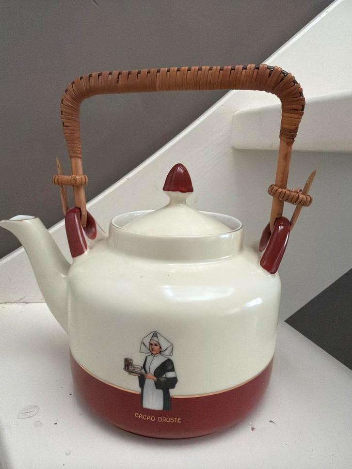 Vintage Droste Cacaopot met Riet Handvat, Antiek en Kunst, Antiek | Keramiek en Aardewerk, Ophalen of Verzenden