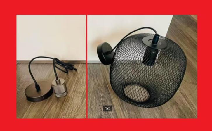 HANGLAMP ZWART metalen gaas bol LAMPFITTING design metaal, Huis en Inrichting, Lampen | Hanglampen, Nieuw, Minder dan 50 cm, Metaal
