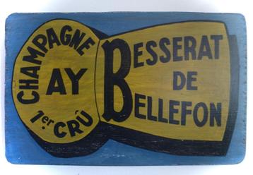 Vintage houten reclame bord / Besserat Champagne beschikbaar voor biedingen