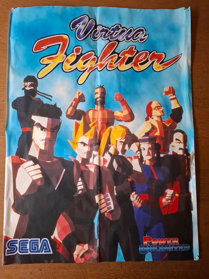 Virtua Fighter Poster - Power Unlimited - Sega Klassieker!, Verzamelen, Posters, Gebruikt, Film en Tv, A1 t/m A3, Ophalen of Verzenden