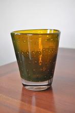 Oud Glas Amberkleurig Spijker Glas 11 cm, Ophalen of Verzenden
