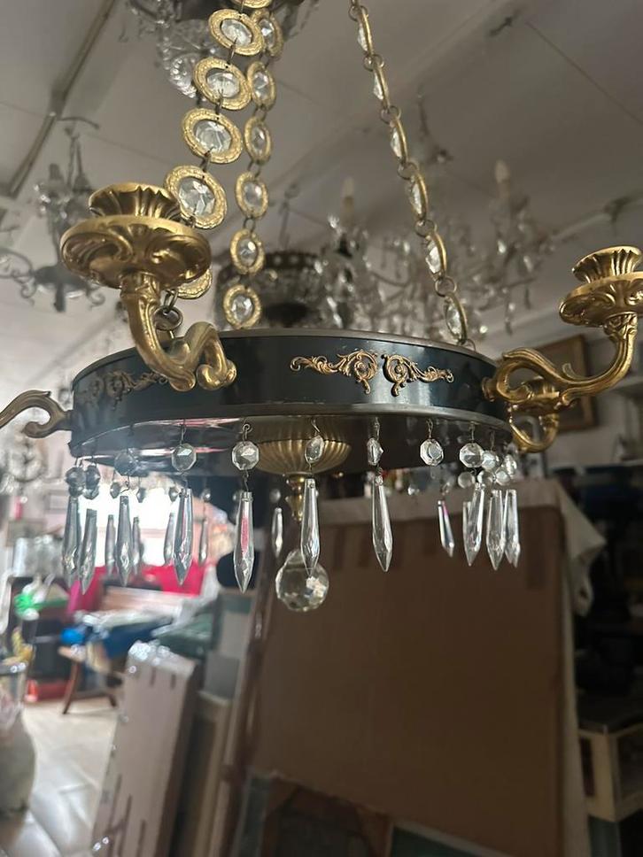 Antieke Empire  kroonluchter toen er nog geen electra was, Huis en Inrichting, Lampen | Kroonluchters, Gebruikt, Ophalen of Verzenden