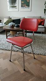 Retro Brabantia stoel Rood skai Leer met Chroom buisframe, Huis en Inrichting, Stoelen, Ophalen, Zo goed als nieuw, Metaal, Eén