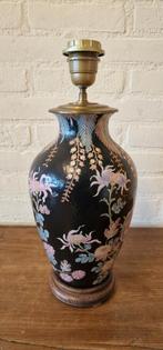 Vintage vaaslamp met bloemen, Overige materialen, Gebruikt, Ophalen of Verzenden, Onbekend