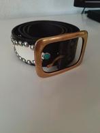 Leren cowboy riem met studs donkerbruin/wit/turquoise, Kleding | Dames, Riemen en Ceinturen, Ophalen, Gedragen, Zwart, 80 tot 90 cm