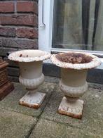 Vintage gietijzeren Bloempotten vaas louvre vaas 25cm hg, Tuin, Gebruikt, Minder dan 60 cm, Rond