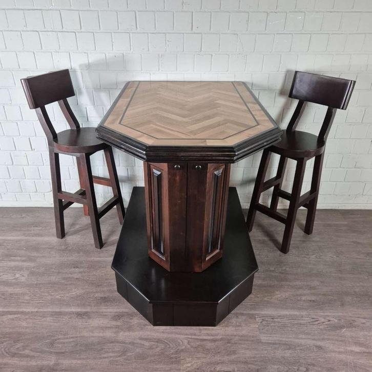 26090 Minibar Statafel Eiken Mahonie 1,27 m, Huis en Inrichting, Tafels | Statafels, Nieuw, Ophalen of Verzenden