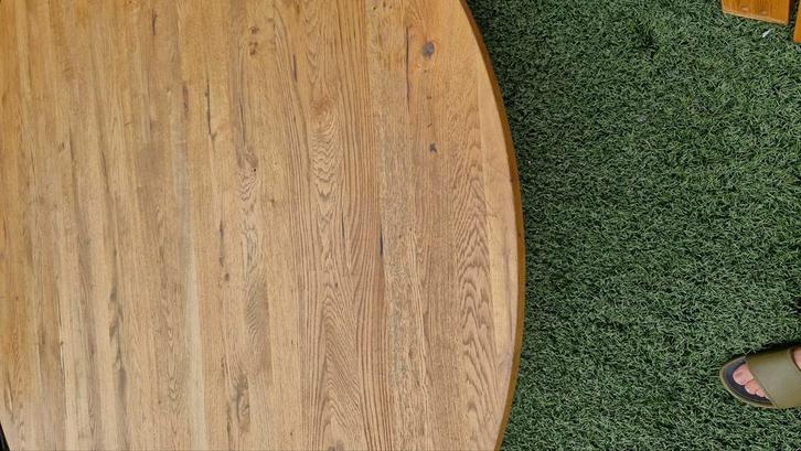 Massief eettafel 152 cm, Huis en Inrichting, Tafels | Eettafels, Gebruikt, Rond, Ophalen