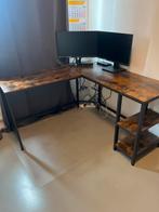 ACAZA Hoekbureau - Zwart/Vintage - 138x138x75cm, Huis en Inrichting, Bureaus, Ophalen of Verzenden, Zo goed als nieuw, Bureau
