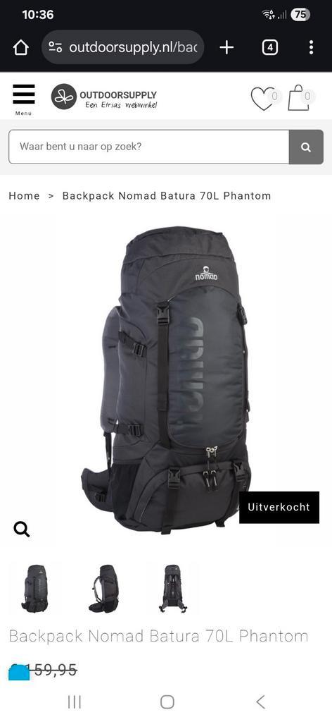 Nomad Batura 70L Trekking Rugzak, Sieraden, Tassen en Uiterlijk, Tassen | Reistassen en Weekendtassen, Nieuw, Zwart, 30 cm of meer