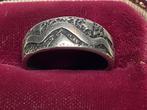 BEWERKTE MASSIEVE 925 ZILVER RING, Sieraden, Tassen en Uiterlijk, Antieke sieraden, Verzenden, Zilver, Ring
