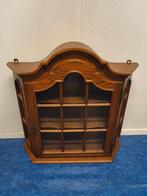 Antieke Houten Wandvitrine met Glas Geen Sleutel, Minder dan 50 cm, Glas, Minder dan 25 cm, Minder dan 100 cm
