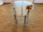 Eettafel, glazen blad, Metaform, rond 140 cm., Huis en Inrichting, Tafels | Eettafels, Glas, 100 tot 150 cm, 100 tot 150 cm, Rond