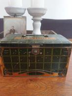 Art nouveau donkergroene beschuitblik, Antiek en Kunst, Ophalen of Verzenden