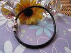 Pandora armband * 21 cm * leder / leer * bolclip sluiting *, Ophalen of Verzenden, Zo goed als nieuw, Zwart, Leer
