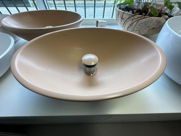 Waskom Roze Cast Marble 60x34 + Afvoerplug in Kleur Prince, Doe-het-zelf en Verbouw, Sanitair, Nieuw, Wastafel, Steen, Ophalen