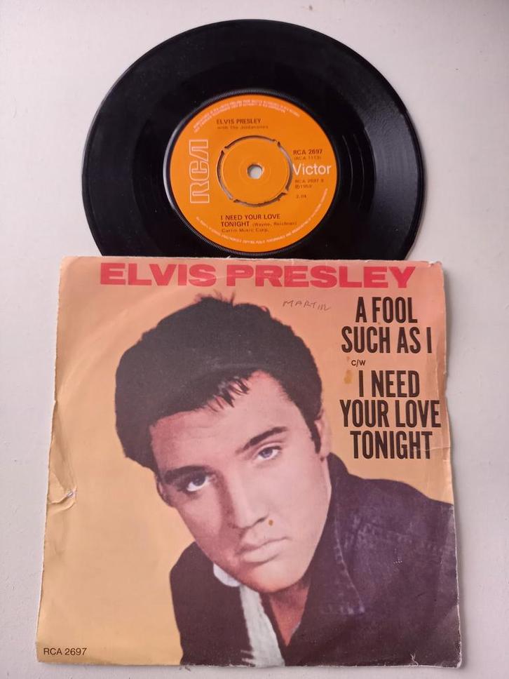 Elvis Presley - A Fool Such As I / I Need Your Love Tonight, Cd's en Dvd's, Vinyl Singles, Gebruikt, Single, Rock en Metal, 7 inch