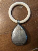 Antieke verzilverde rammelaar met zon en ooievaar, Antiek en Kunst, Ophalen of Verzenden