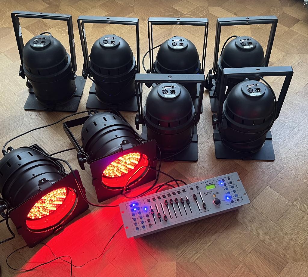 8 led lampen met controller, Muziek en Instrumenten, Licht en Laser, Ophalen of Verzenden, Zo goed als nieuw, Licht