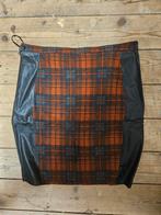 Geruite rok met leren details - Maat L, Kleding | Dames, Rokken, Bruin, Maat 42/44 (L), Ophalen of Verzenden, Zo goed als nieuw