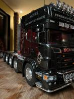Rc 1/14 Scania custom showtruck Tamiya 5 asser 10x6 lesu, Schaal 1:14, Zo goed als nieuw, Auto onroad, RTR (Ready to Run)