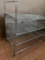 Retro Ikea wandmeubelrek ijzer met glasplaten, Huis en Inrichting, Kasten | Televisiemeubels, Ophalen, Gebruikt, 25 tot 50 cm