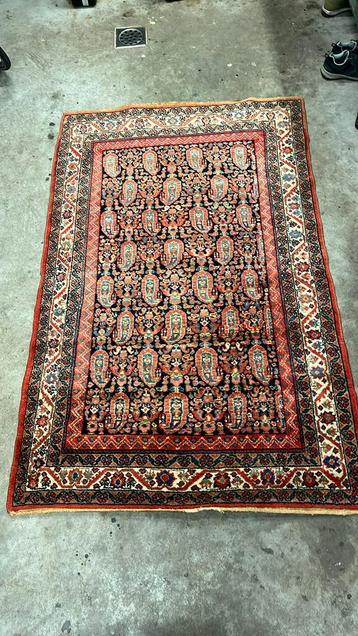 Handgeknoopt oud Perzisch tapijt rood 130x210cm beschikbaar voor biedingen
