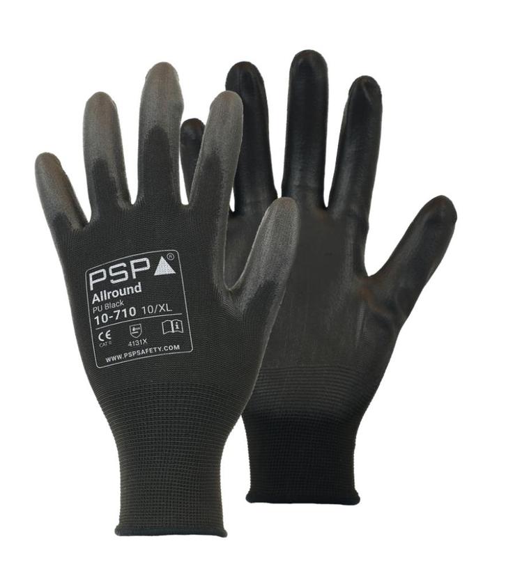 Werkhandschoenen PSP 10-710 Allround PU Black Nylon (zwart), Tuin en Terras, Werkkleding, Nieuw, Dames, Heren, Kinderen, Handschoenen