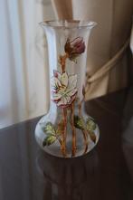 Antiek Art Nouveau Frankrijk emaille glas vaas 1890-1900, Ophalen of Verzenden