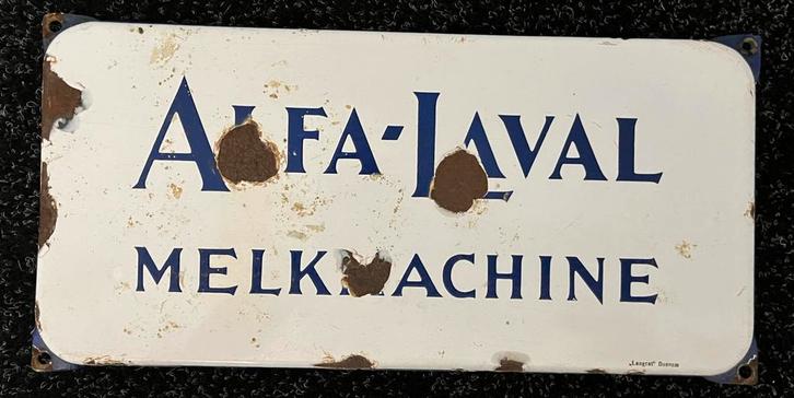 Emaille Bord Alfa Laval Melkmachine - Geleefd, Verzamelen, Merken en Reclamevoorwerpen, Gebruikt, Reclamebord, Ophalen of Verzenden