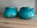 Turquoise vazen / bloempoten, Huis en Inrichting, Woonaccessoires | Vazen, Blauw, Aardewerk of Porselein, Ophalen of Verzenden
